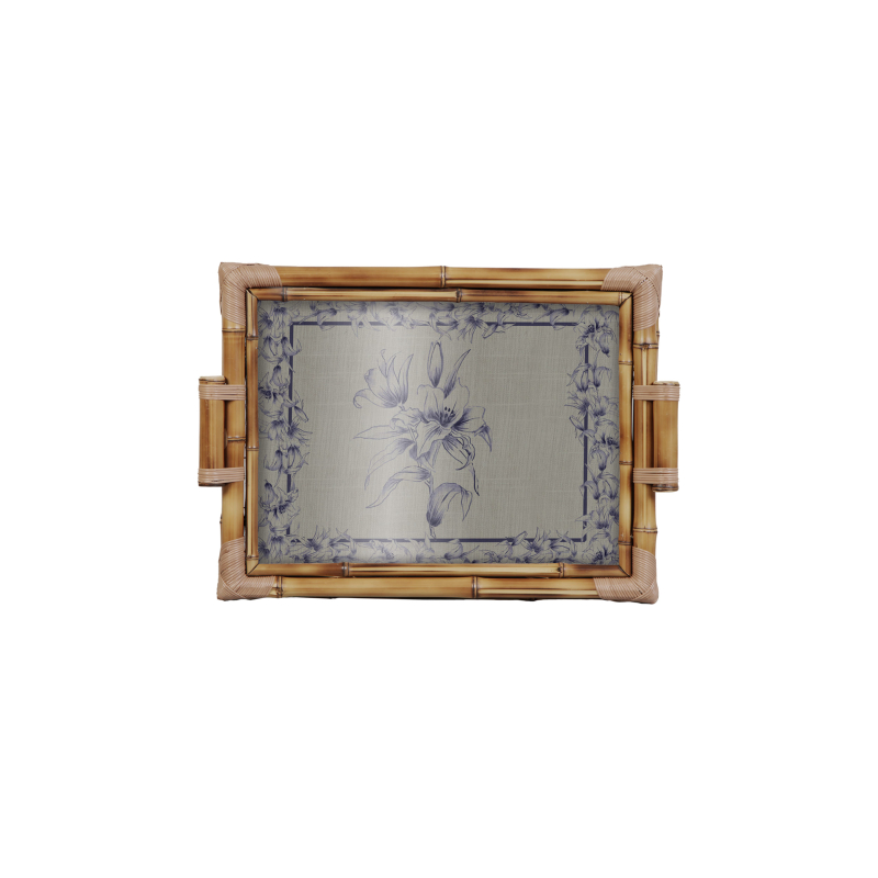 BANDEJA BAMBU DUPLA SOFT BLOOM AZUL G - Linha Soft Bloom - HD - 