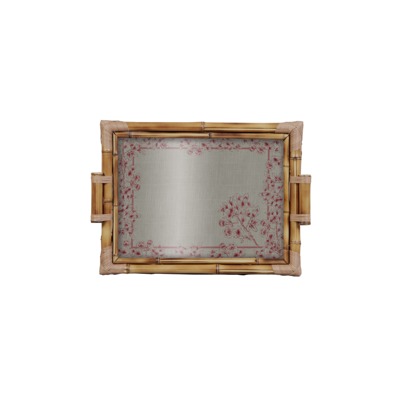 BANDEJA BAMBU DUPLA SOFT BLOOM ROSA G - Linha Soft Bloom - HD - 