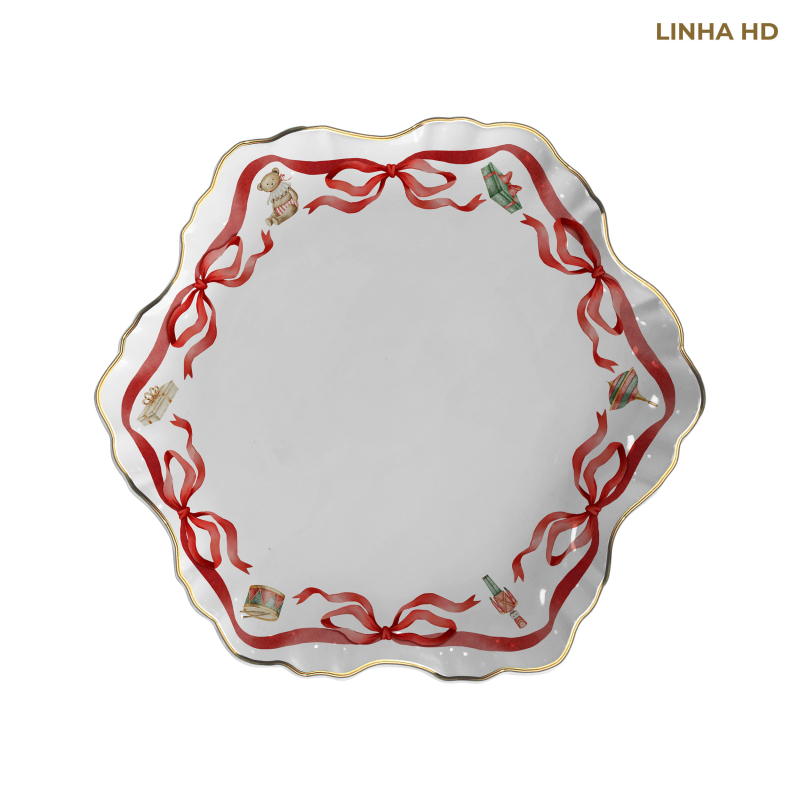 PRATO RASO PIN DE NOEL LACO TR C/ FILETE OURO - Linha Pin de Noel - HD - 