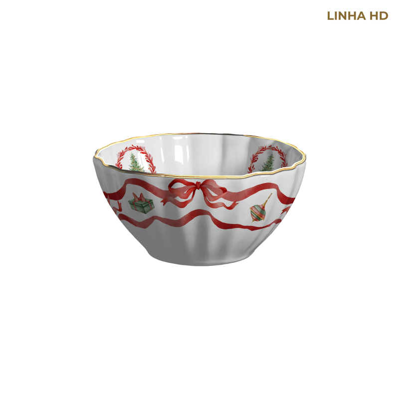 BOWL CEREAL PIN DE NOEL C/ FILETE OURO - Linha Pin de Noel - HD - 