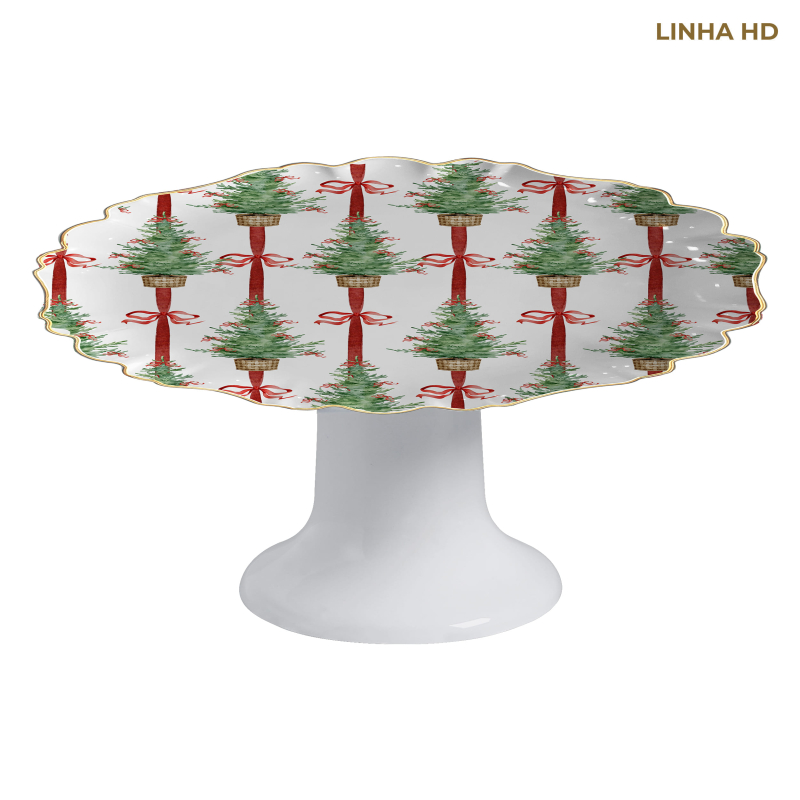 PORTA TORTA PIN DE NOEL C/ FILETE OURO C/ PE - Linha Pin de Noel - HD - 