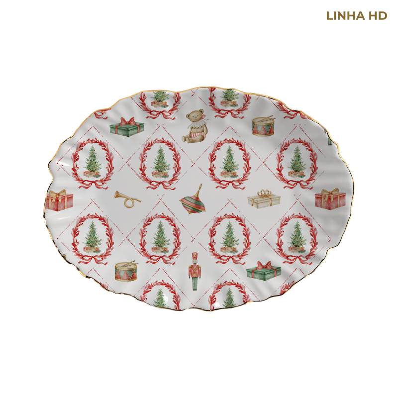 TRAVESSA PEQUENA PIN DE NOEL C/ FILETE OURO - Linha Pin de Noel - HD - 