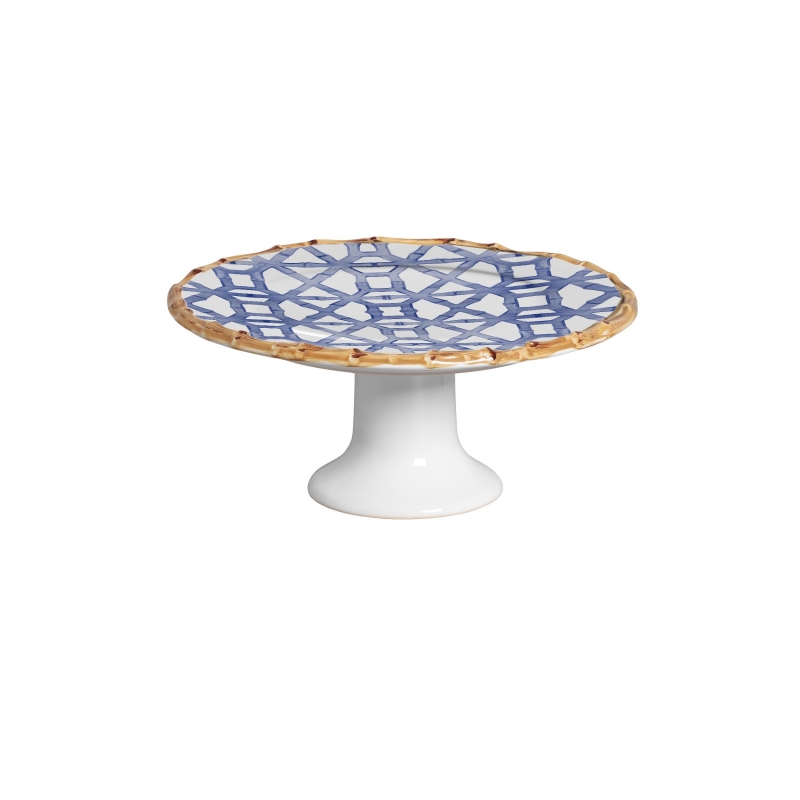 PORTA TORTA BAMBOO PRINT AZUL C/ PE - Linha Bamboo Print - 