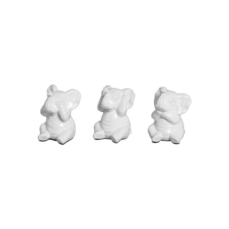 TRIO DE ELEFANTE BRANCO -  Objetos para Decoração em cerâmica - 