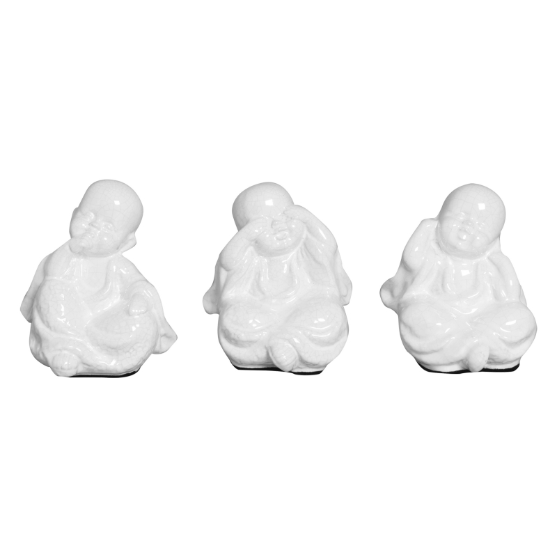 TRIO DE BUDA BRANCO -  Objetos para Decoração em cerâmica - 