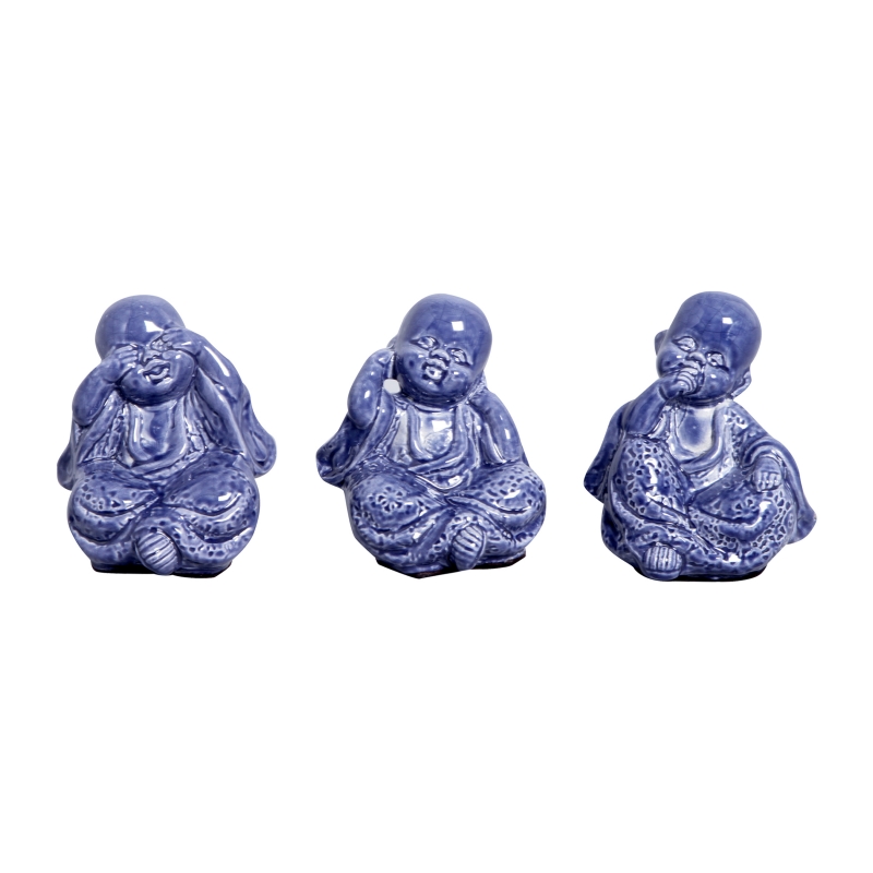 TRIO DE BUDA AZUL NOVO -  Objetos para Decoração em cerâmica - 