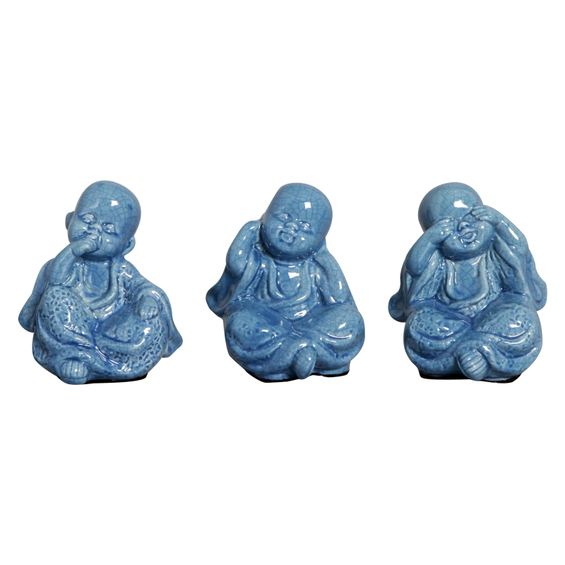 TRIO DE BUDA AZUL JEANS -  Objetos para Decoração em cerâmica - 