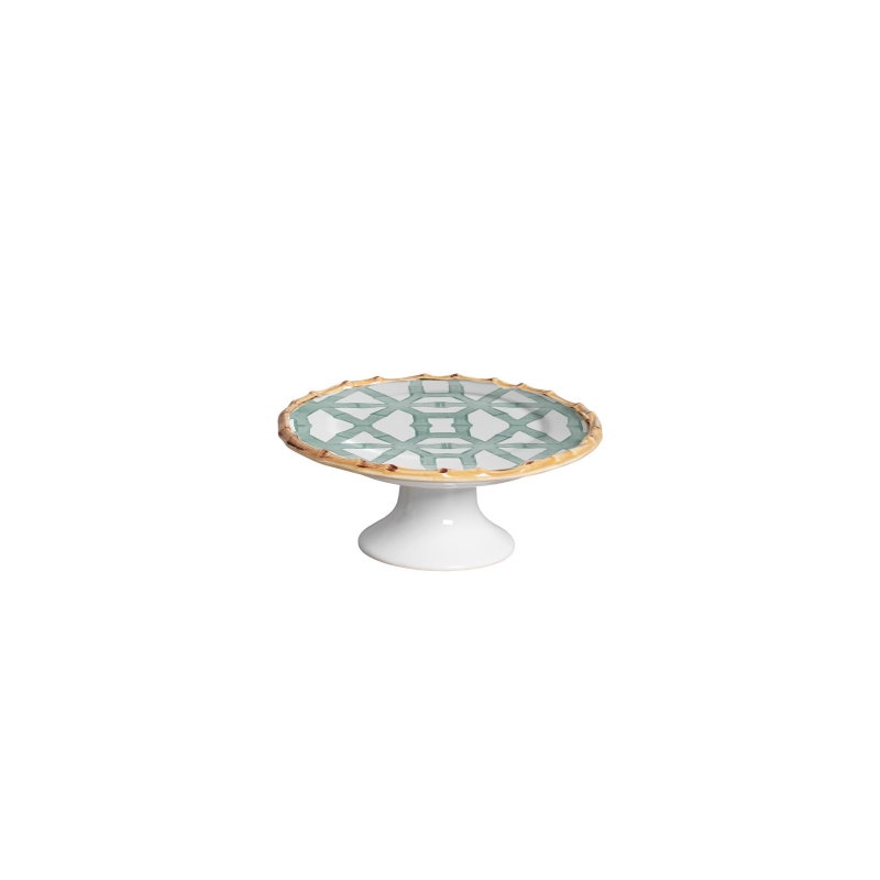PORTA PETIT FOUR BAMBOO PRINT CELADON C/ PE - Linha Bamboo Print - 