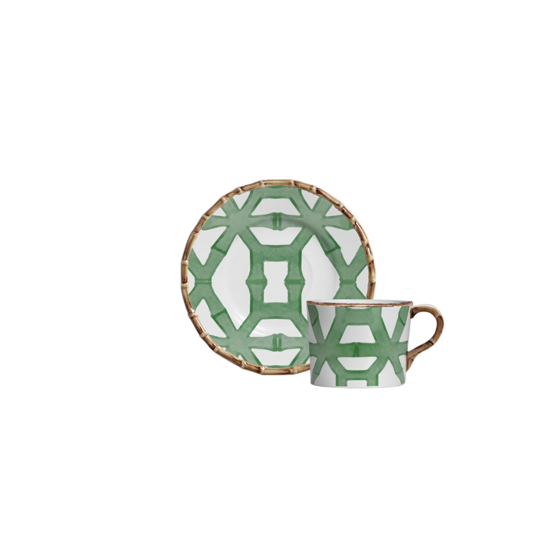 XICARA CAFE BAMBOO PRINT VERDE C/ PIRES - Linha Bamboo Print - 