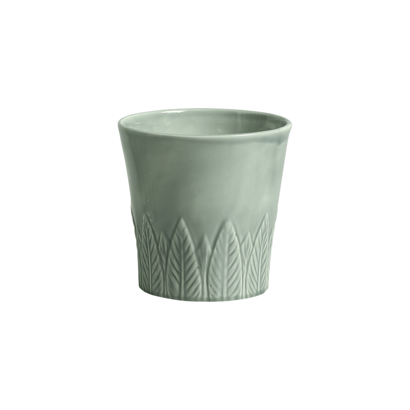 VASO PALM GRANDE VERDE TATI ESMALTE - Linha Lançamentos Decoração - 