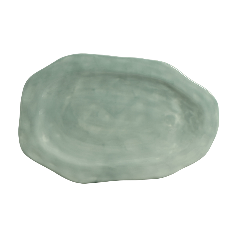 TRAVESSA OVAL GOLD STONE VERDE TATI ESMALTE - Linha Lançamentos Decoração - 
