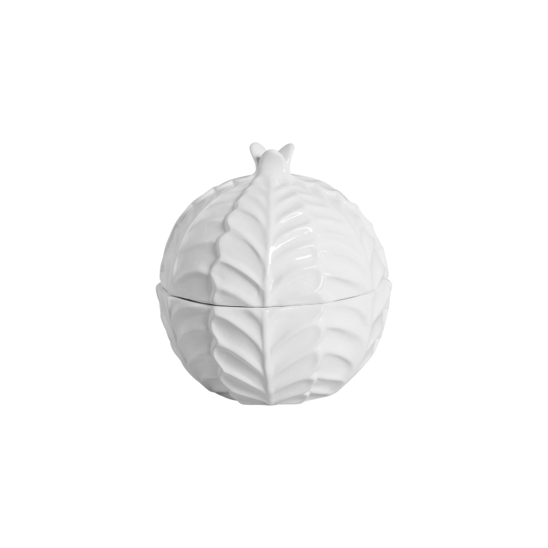 POTICHE FOLHAS BRANCO - Linha Lançamentos Decoração - 