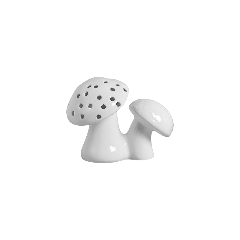 COGUMELO DUPLO ABERTO BRANCO ESMALTE - Linha Lançamentos Decoração - 