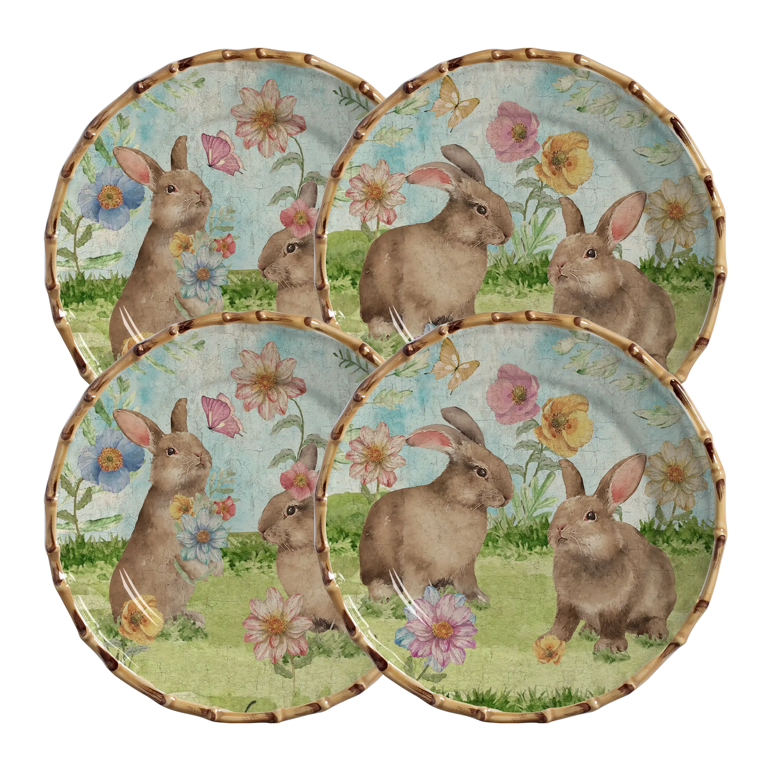 CONJ.4 PRATOS RASO RABBIT'S GARDEN - Linha Rabbit's Garden - 