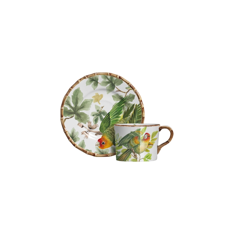 XICARA CAFE GREEN PARROT C/ PIRES - Linha Green Parrot - 