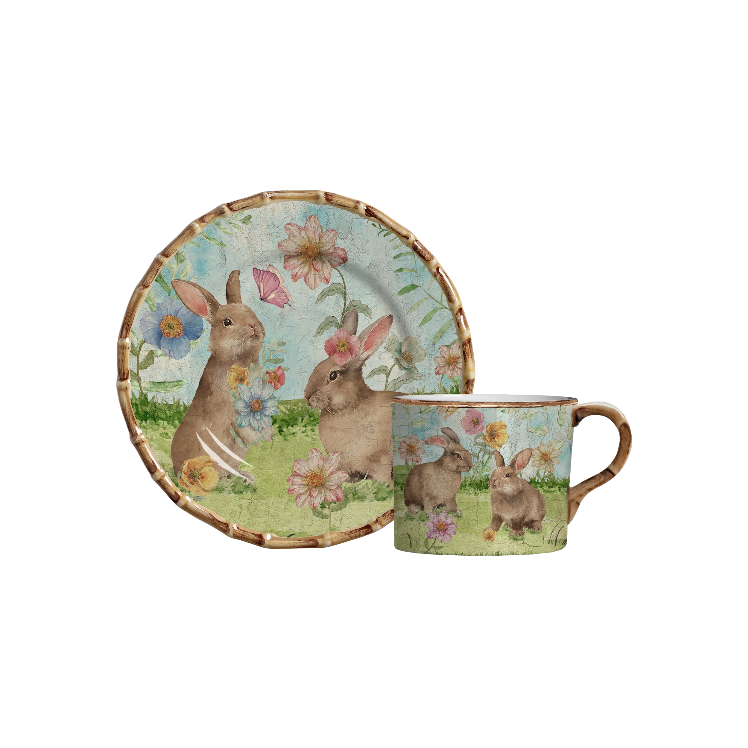CONJ.4 XICARA CHA C/P RABBIT'S GARDEN - Linha Rabbit's Garden - 