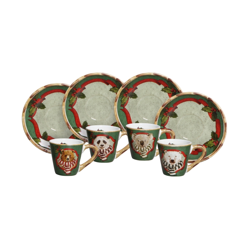 CONJ. 4 XÍCARA DE CAFÉ C/ PIRES CHRISTMAS BEARS - Linha Christmas Bears - 