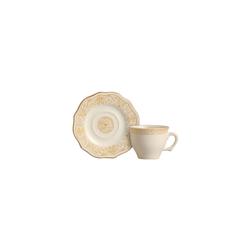 XICARA CAFE MANDARIM DOURADO C/ PIRES - Linha Mandarim Dourado - 