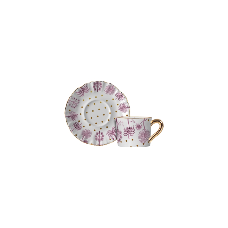 XICARA DE CAFE PETIT POA TROPICALLE ROSA C/ PIRES - Linha Petit Poa Tropicalle - 
