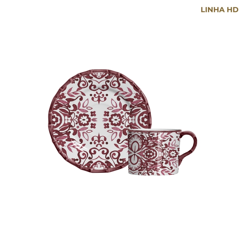 XICARA CHA DOLCE MARE AZULEJO PORTUGUES VERMELHO C/ PIRES - Linha Dolce Mare - HD - 