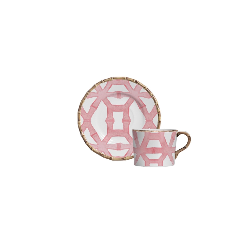 XICARA CAFE BAMBOO PRINT ROSA C/ PIRES - Linha Bamboo Print - 