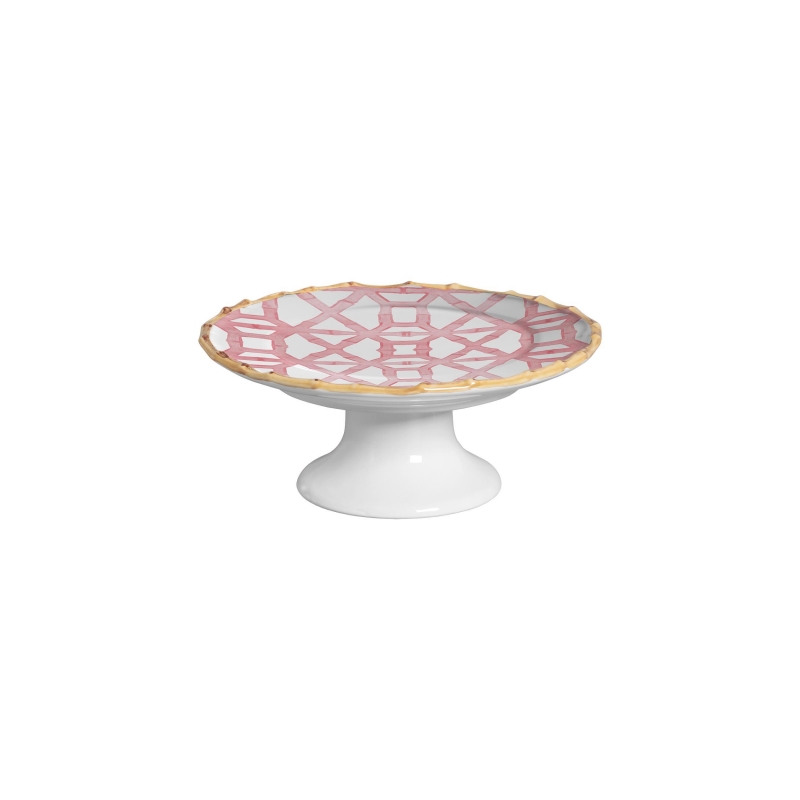 PRATO BOLO BAMBOO PRINT ROSA C/ PE - Linha Bamboo Print - 