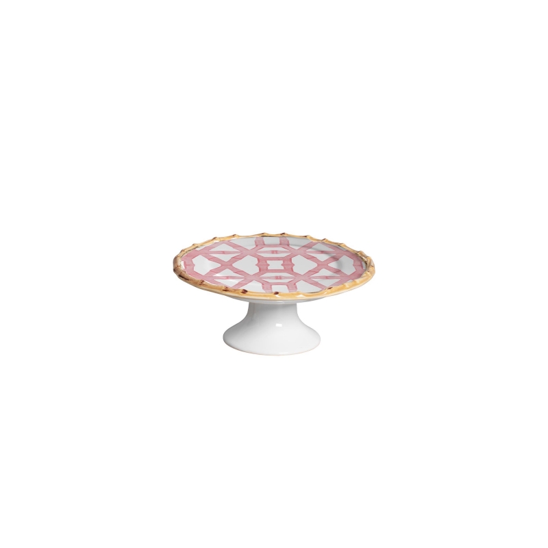 PORTA PETIT FOUR BAMBOO PRINT ROSA C/ PE - Linha Bamboo Print - 