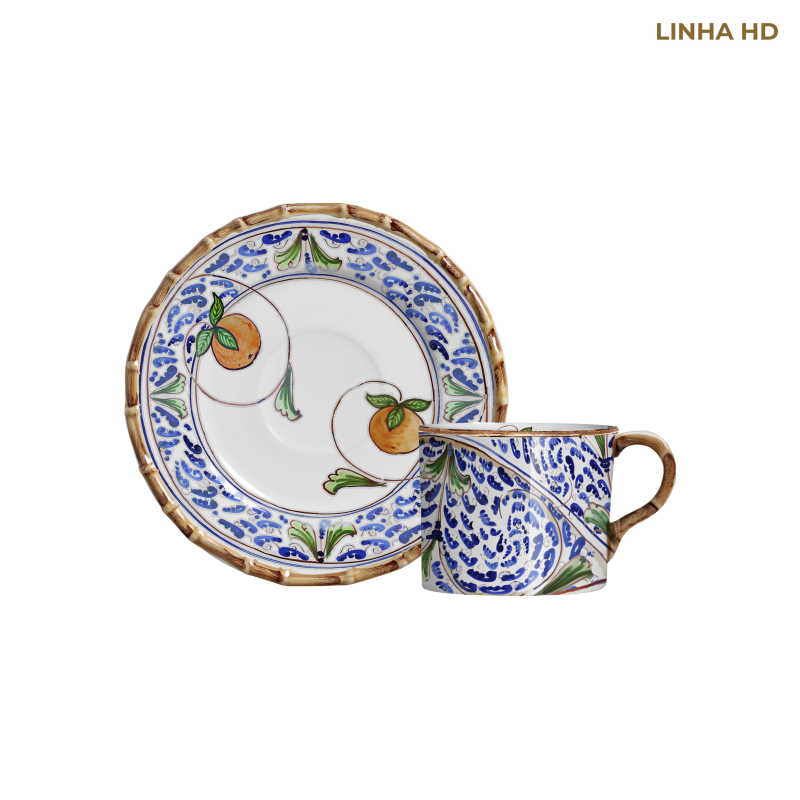XICARA CHA GROVE LEMON LARANJA C/ PIRES - Linha Grove Lemon - HD - 