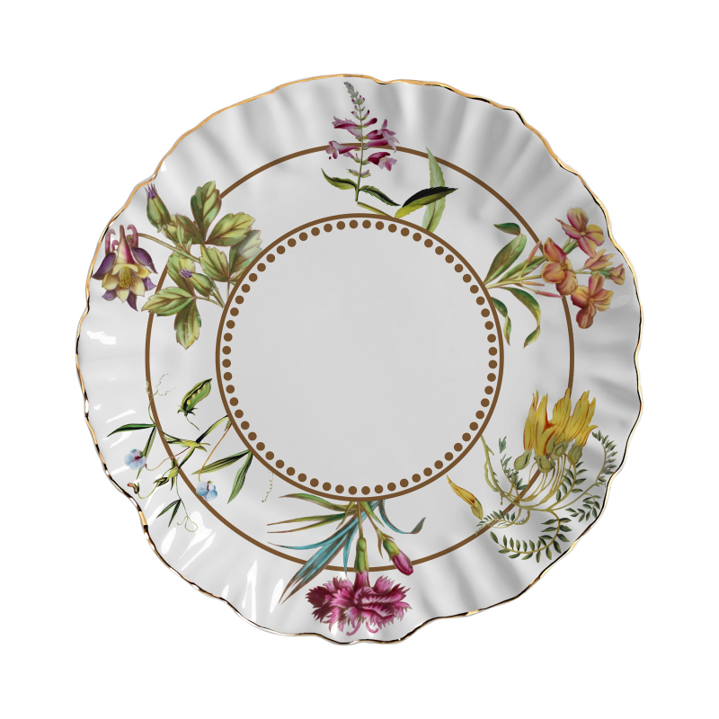 PRATO RASO ROYAL BLOOM C/ FILETE OURO - Linha Royal Bloom - 