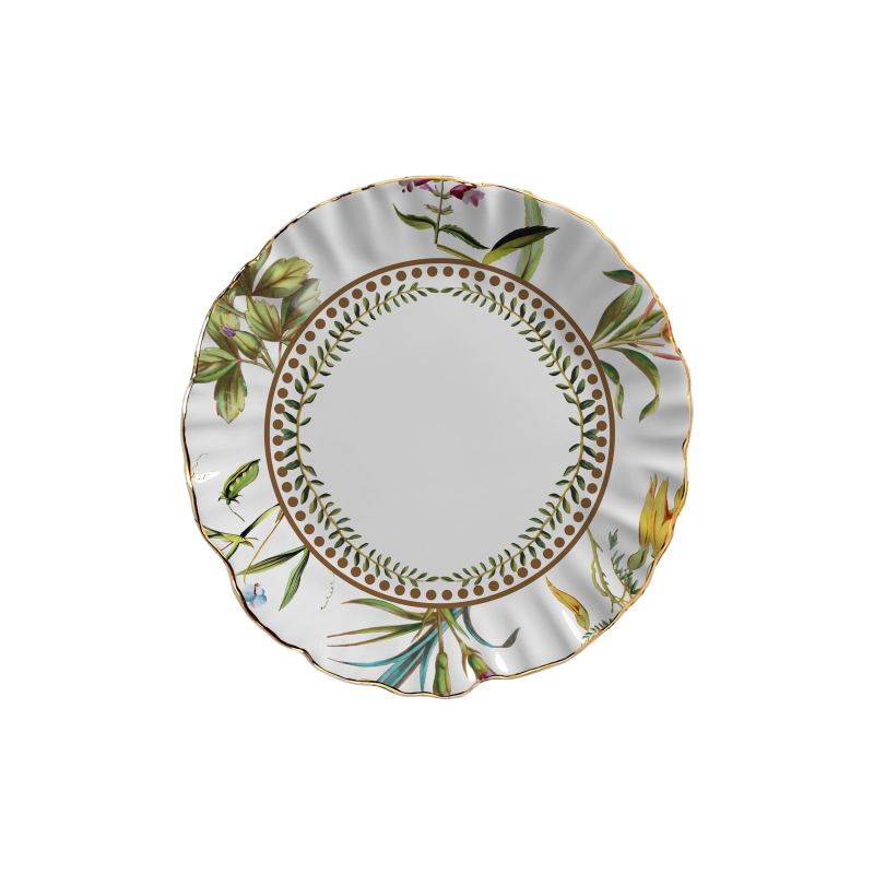 PRATO SOBREMESA ROYAL BLOOM C/ FILETE OURO - Linha Royal Bloom - 