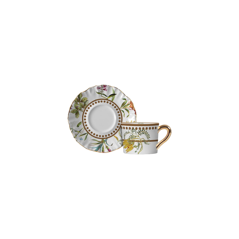 XICARA CAFE ROYAL BLOOM C/ PIRES C/ FILETE OURO - Linha Royal Bloom - 