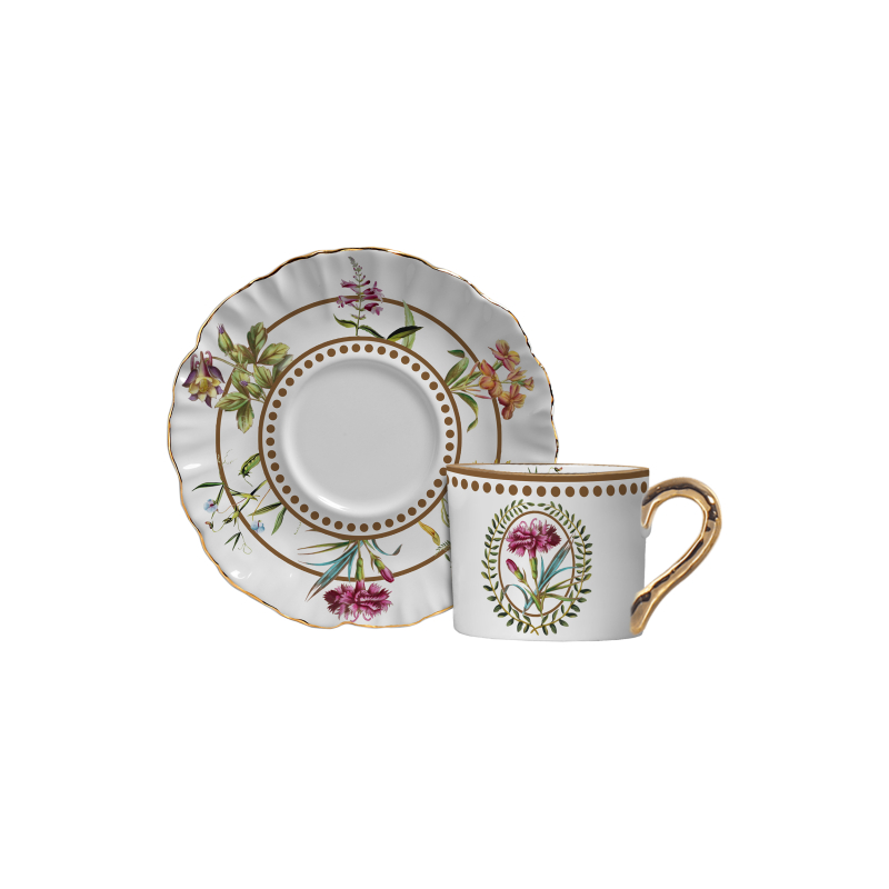 XICARA CHA ROYAL BLOOM C/ PIRES C/ FILETE OURO - Linha Royal Bloom - 