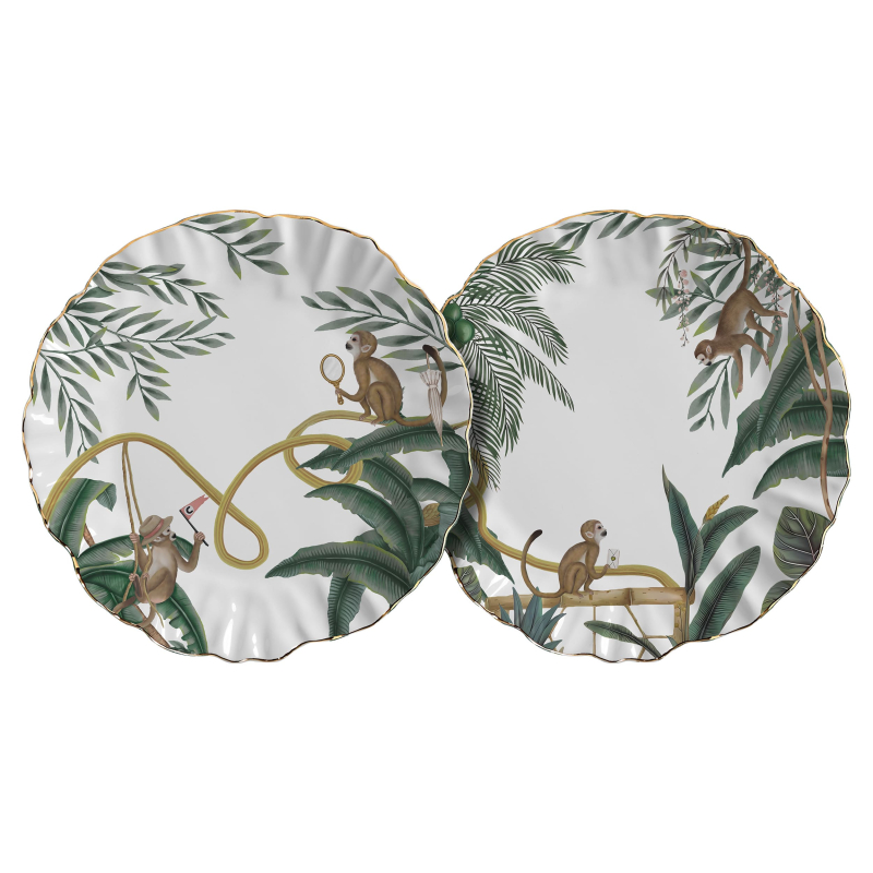 PRATO RASO PLAYFUL MONKEYS FUNDO BRANCO - Linha Playful Monkeys - 