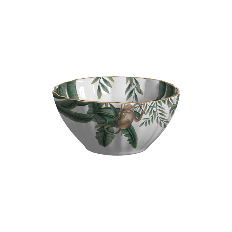 BOWL CEREAL PLAYFUL MONKEYS FUNDO BRANCO - Linha Playful Monkeys - 