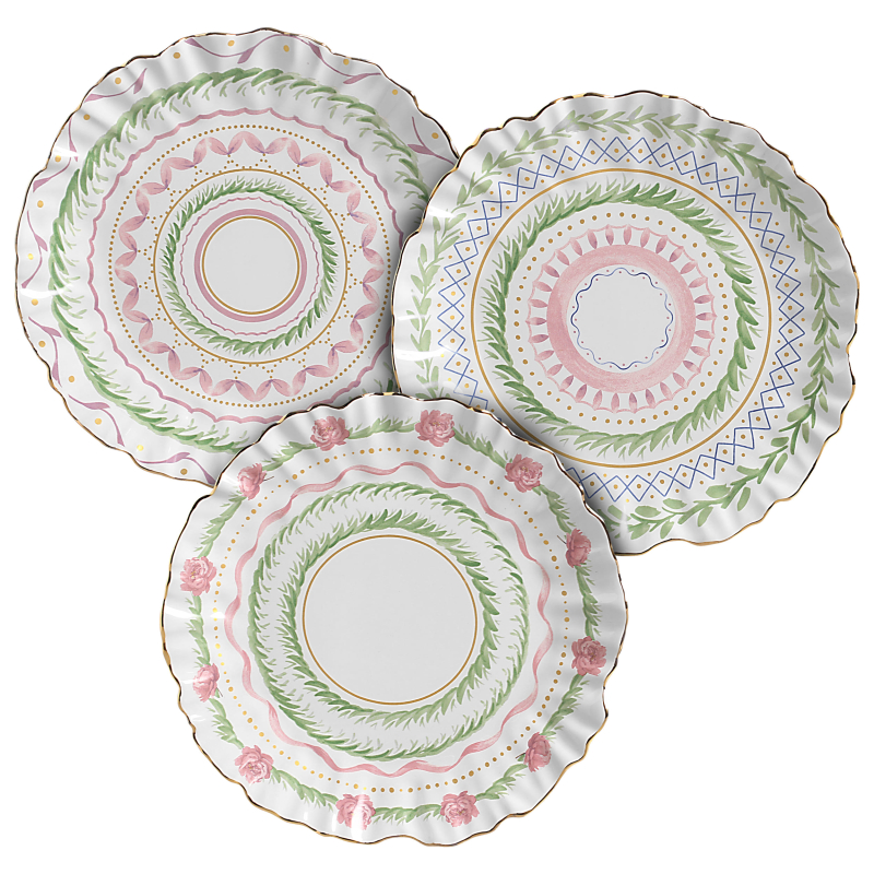 PRATO RASO FLEUR DE ROSE C/ FILETE OURO - Linha Fleur de Rose - 