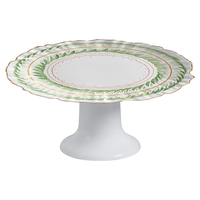 PORTA TORTA FLEUR DE ROSE C/ FILETE OURO C/ PE - Linha Fleur de Rose - 