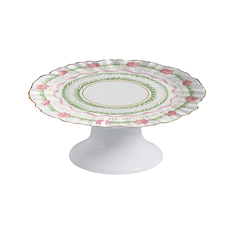PRATO BOLO FLEUR DE ROSE C/ FILETE OURO C/ PE - Linha Fleur de Rose - 