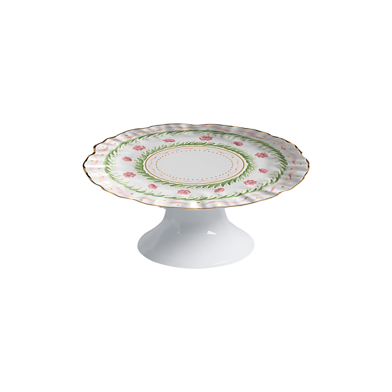 PORTA PETIT FOUR FLEUR DE ROSE C/ FILETE OURO C/ PE - Linha Fleur de Rose - 