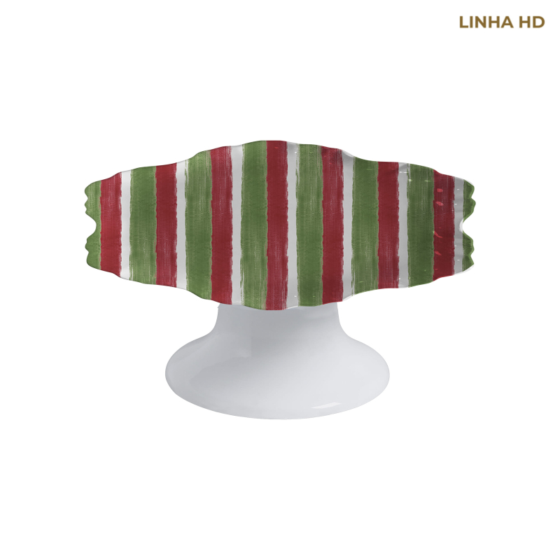 PRATO BOLO CHRISTMAS STRIPES VERDE/VERMELHO C/ PE - Linha Christmas Stripes - HD - 