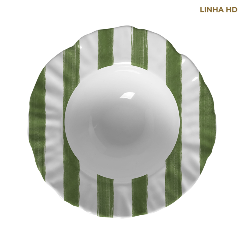 PRATO FUNDO CHRISTMAS STRIPES VERDE - Linha Christmas Stripes - HD - 