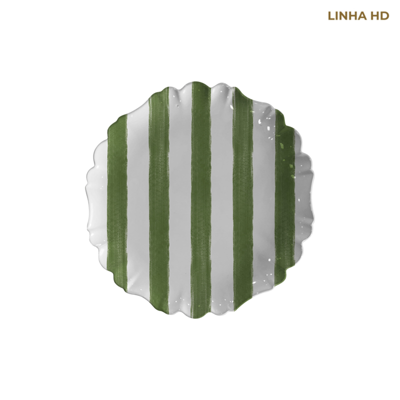 PRATO SOBREMESA CHRISTMAS STRIPES VERDE - Linha Christmas Stripes - HD - 