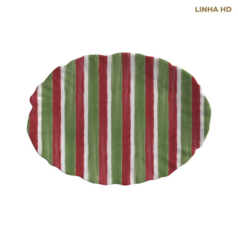 TRAVESSA PEQUENA CHRISTMAS STRIPES VERDE/VERMELHO - Linha Christmas Stripes - HD - 