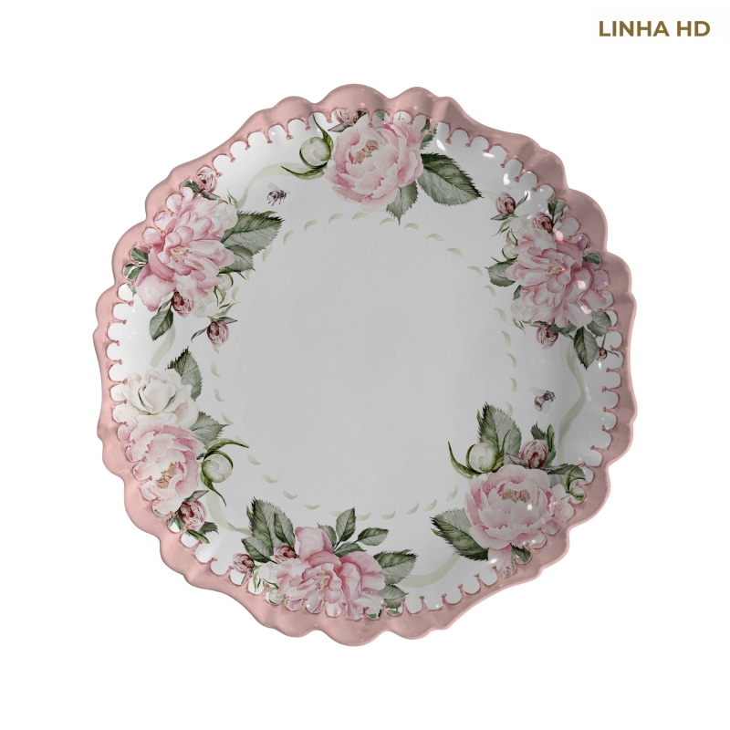 PRATO RASO CLASSIC PEONY ESTAMPA BORDA - Linha Classic Peony - HD - 