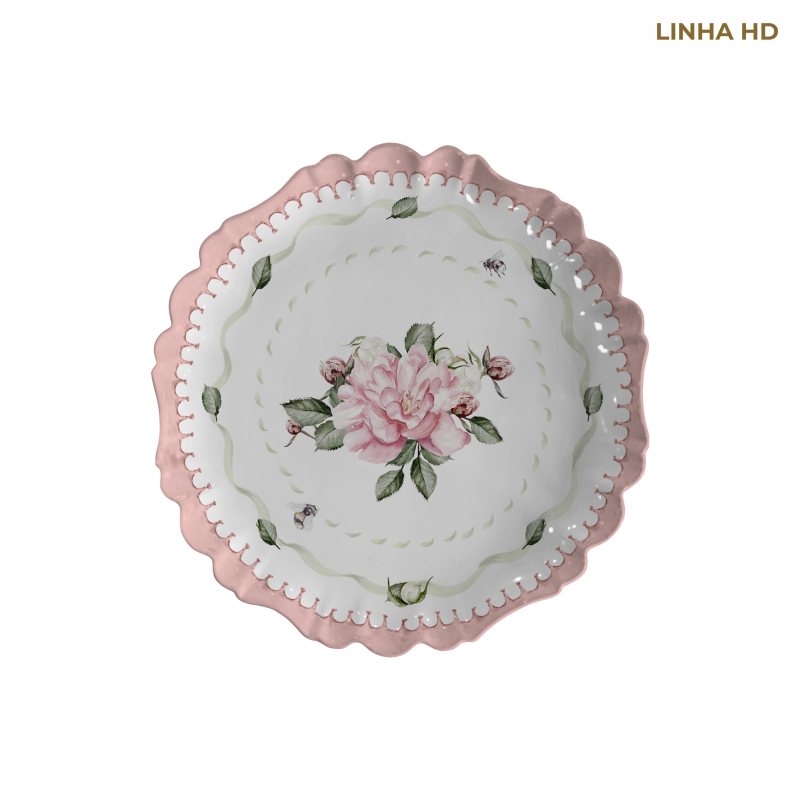 PRATO SOBREMESA CLASSIC PEONY ESTAMPA BORDA - Linha Classic Peony - HD - 