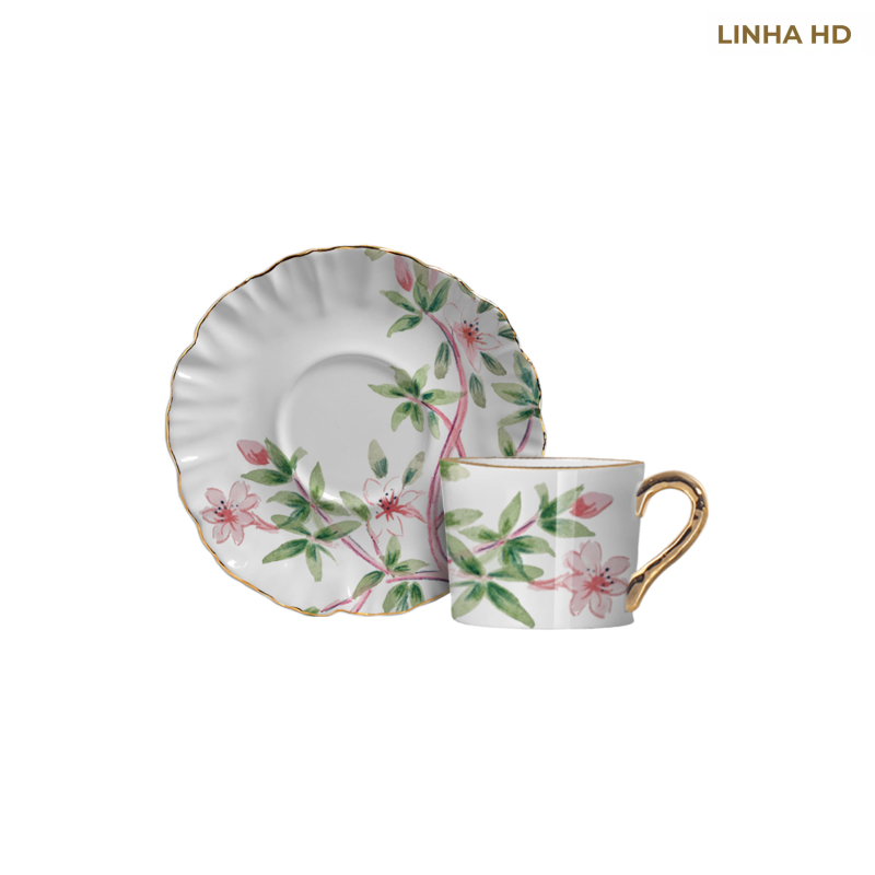 XICARA CHA PINK PALM C/ PIRES - Linha Pink Palm - HD - 