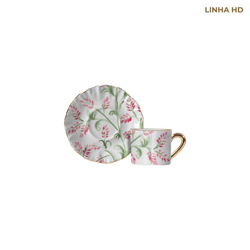 XICARA CAFE PINK PALM C/ PIRES - Linha Pink Palm - HD - 