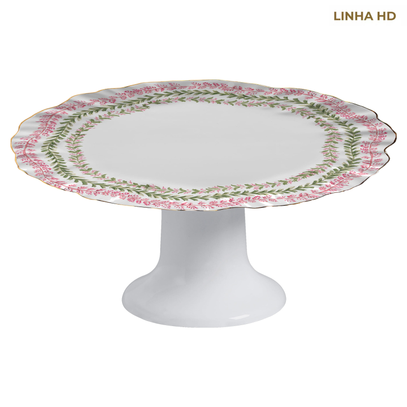 PORTA TORTA PINK PALM C/ PE - Linha Pink Palm - HD - 