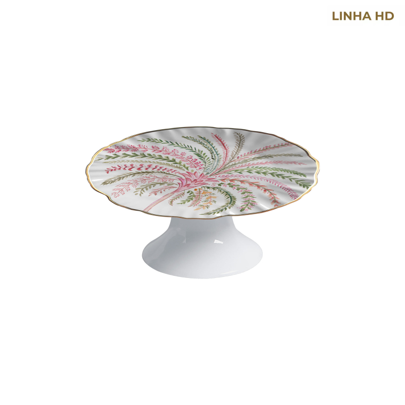 PORTA PETIT FOUR PINK PALM C/ PE - Linha Pink Palm - HD - 