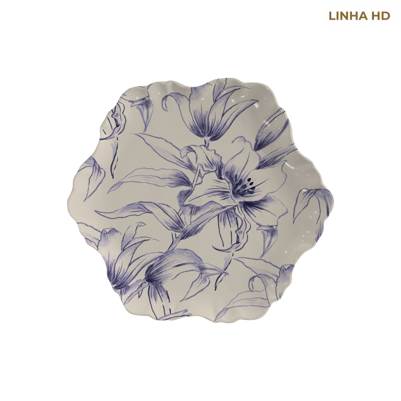 PRATO SOBREMESA SOFT BLOOM FLOR AZUL - Linha Soft Bloom - HD - 