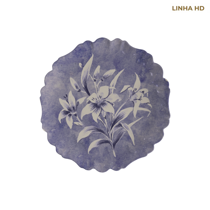 PRATO SOBREMESA SOFT BLOOM FUNDO AZUL - Linha Soft Bloom - HD - 